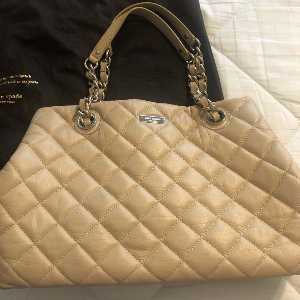 Kate Spade Quilted tan shoulder bag